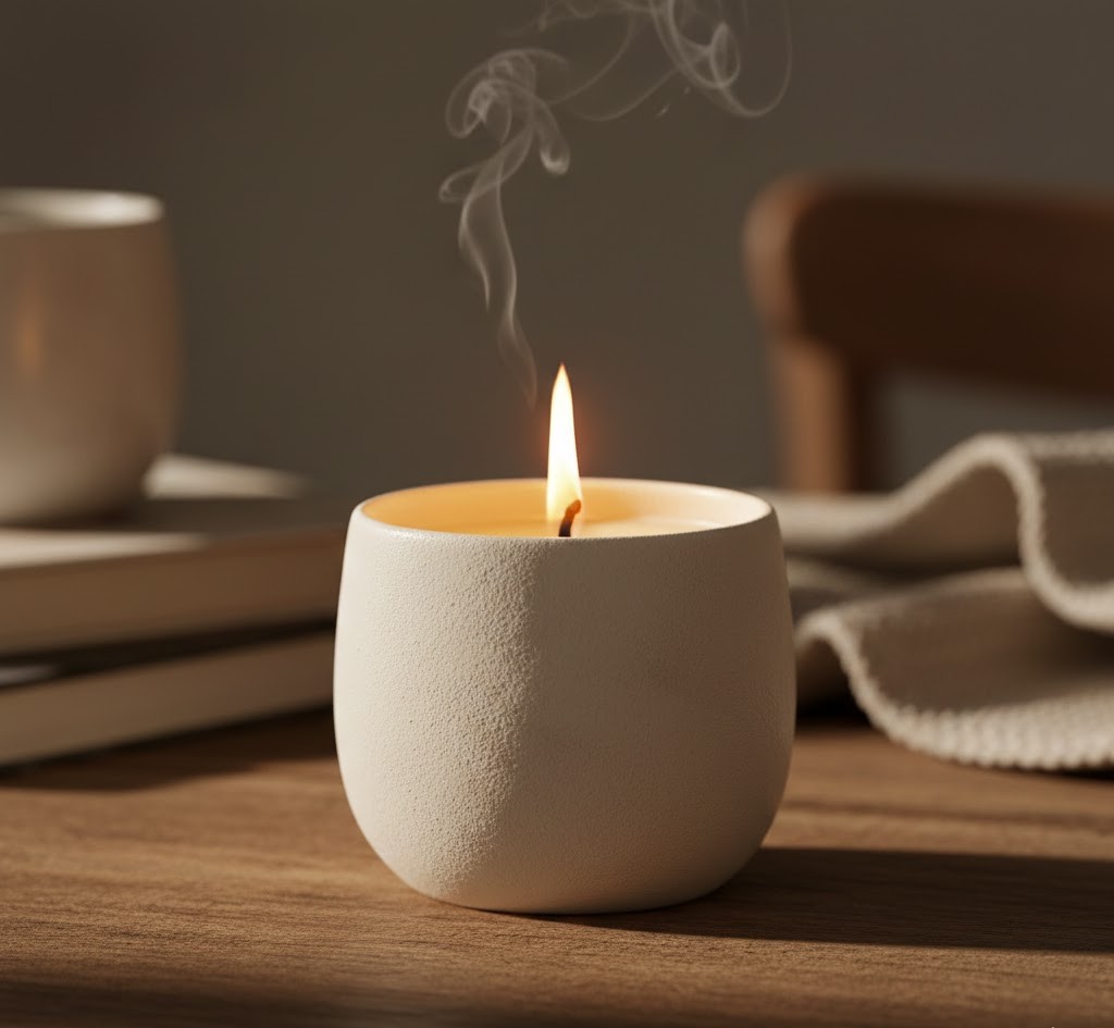 Hand-poured candle in ceramic jar